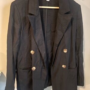 Classic Black Double-Breasted Women's Blazer